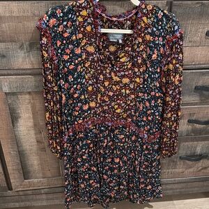 Anthropologie Vibrant Floral V-Neck Dress